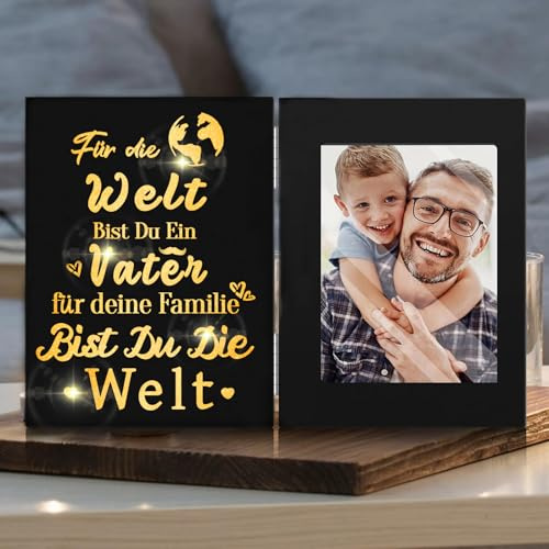 ZJZG Vatertagsgeschenk für Papa - Personalisierter LED Bilderrahmen mit Bild von Kind, Perfekte Geschenkidee für Vatertag Geburtstag Weihnachten von Tochter & Sohn