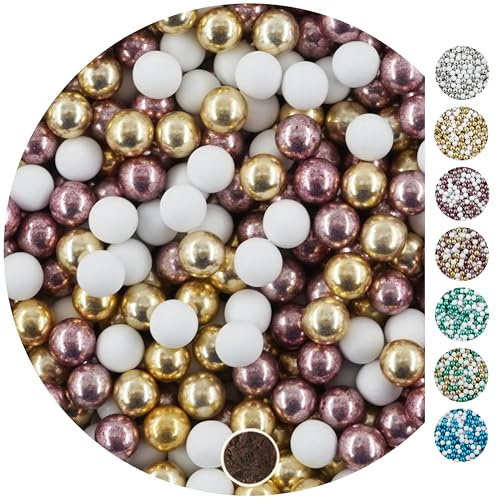 EinsSein 1kg Schokokugeln Mix mini weiss-gold-rosa metallic 1 cm | Gastgeschenke Hochzeit, Taufe, Kommunion, Konfirmation perfekt für Reagenzgläser | Alternative für Schokolinsen, Hochzeitsmandeln,