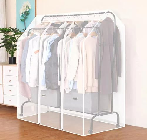 kleiderständer Abdeckung Transparente schutzhülle für kleiderständer, Kleiderbügelschutz Abdeckung Kleiderstange mit Reißverschluss für Kleiderbügel kleidersäcke kleidersäcke A,150x75cmx150cm