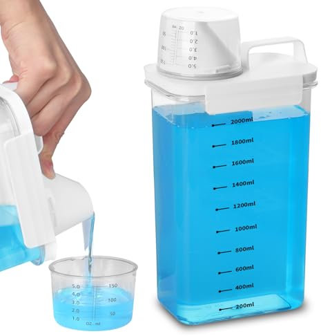 YSWOVUO 2300ML Dispensador de Detergente Hermético con Vaso Medidor, Caja de Almacenamiento de Detergente en Polvo, Contenedor de Almacenamiento para Cereales Azúcar Muesli, Alimento para Mascotas