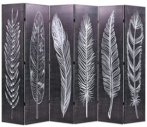 Brokky Raumteiler klappbar 228 x 170 cm Federn Schwarz-Weiß Paravent Innen Trennwand Raumteiler Modern