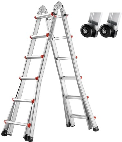 VEVOR Scala Telescopica con Telaio ad A 6230 mm Scala Estensibile Compatta in Alluminio, Scala Pieghevole Portatile Multifunzione per Camper, Scala Telescopica per Compiti, Capacità di Carico 149,7 kg