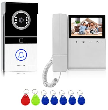 Xavhal Doorbell Camera with Monitor Kits, Wired Video Intercom System with 4.3 Inches Clear LCD Monitor IR Night Vision Outdoor Camera, Doorphone Telephone Style for Villa Home Office Apartment
