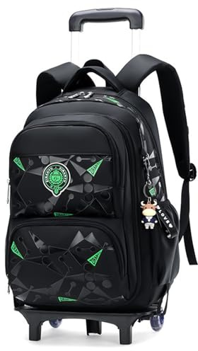 Voici et Voila Zaini con Ruote Scuola Trolley Borsa Zaino Scuola Medie Bambina Bambini Zaini con Rotelle 6 Ruote Zaino Bambini Viaggio Bagaglio Uomo 46x31x20cm