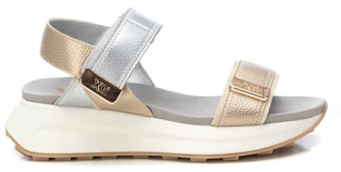XTI - Sandalia Mujer Oro - Calzado Cómodo y Versátil - Moda casual - Modelo 14387405 (Talla 37)