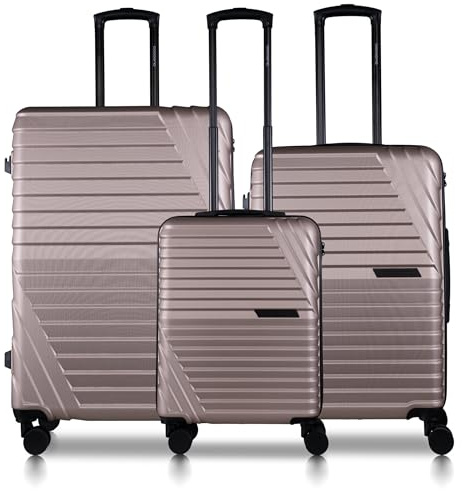 Cocoono Koffer Set 77cm, 68cm, Handgepäck Koffer in einem Set, robuste Reisekoffer mit sanften Rollen & TSA Schloss, Reisekoffer, Trolley (Champagner)