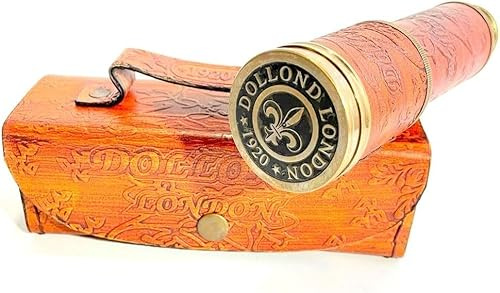 Dollond London Vintage Stil Messing Teleskop mit Ledertasche Deko Spyglass Nautisches Geschenk