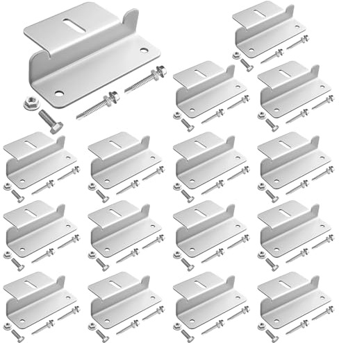 Anbte 16 piezas Soporte de Montaje de Panel Solar Aoportes en Z para Paneles Solares con Tuercas y Tornillos para Autocaravanas, Barcos y Caravanas (Plata)