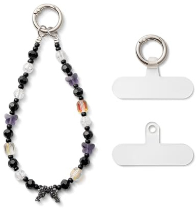 AOKSUNOVA Dragonne Téléphone Universelle Courte avec Perles | Dragonne téléphone courte au design élégant, pratique au poignet ou pour sacs et clés, adaptée à différents styles et usages