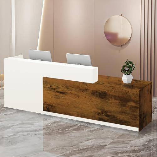 CCUKTFN Empfangstheke mit Stauraum und offenen Fächern, Empfangstresen für Empfang, 100–240 cm Tresen für Geschäft, Salon, Studio, Empfangsbereich & Kasse