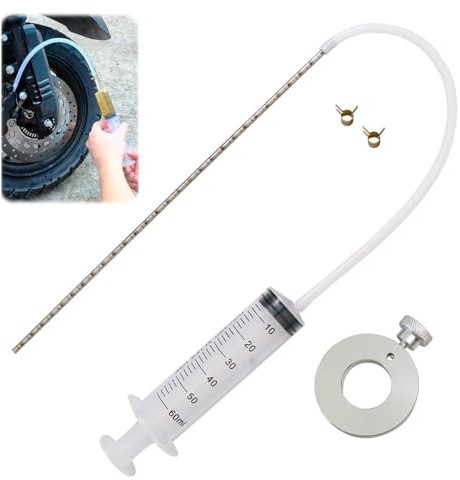 CHUANFU Kit D'outils de Niveau D'huile pour Fourche de Moto, Mesure Universel de Jauge Niveau D'huile, 60 ML Seringue a Huile avec Anneau Réglable pour Motos