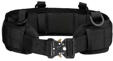 Kabxhueo Taktischer Herren-Gürtel TT Belt Padding M&P Flache rutschfeste Polsterung mit Laser-Cut Molle Nylon Military Belts für Dienst und Einsatz-Gürtel Camping Jagd,Schwarz