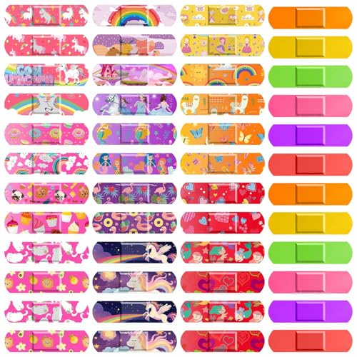 Flasoo 36 Styles Kids Cartoon Bandages 300 Pcs Girls Bandage Mermaid Bandages Variety Pack Fun Bandages Waterproof Protect Scrapes and Cuts for Girls Boys Children Toddlers