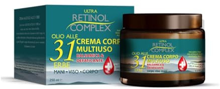 Crema Corpo Multiuso con Olio alle 31 Erbe Ultra Retinol Complex Idratazione e Benessere per Viso Corpo e Mani