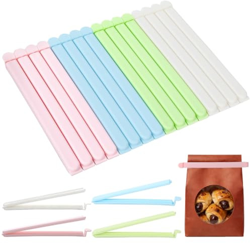 16 Stück Verschlussclips für Beutel, 20cm, Extra Große, Lange, 4 Farben | Clips für Tüten, PP Material, Wiederverwendbare, für Brot, für Kaffeebeutel, für Sandwich, für Snackbeutel