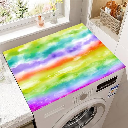 Hearda Housse Machine a Laver Style Coloré, Dessus Tapis Lave Linge Antidérapant, Housse de Protection pour Machine à Laver Top, Tapis de Protection pour Dessus Sèche-Linge (Vert,30x40cm)