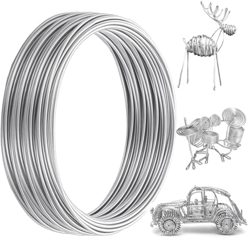 100 Feet (30m) 2mm Aluminum Craft Wire 12 Gauge | Bendable Thin Craft Wire for Sculpting, Soft Aluminum Wires Easy to Weaving and Wrapping for Floral Crafting, Jewelry Making