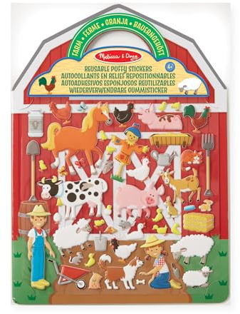 Melissa & Doug - Stickeralbum Bauernhof, Mit 52 wiederverwendbaren 3-D-Stickern und 3 Motivseiten, Für Kinder ab 4 Jahren