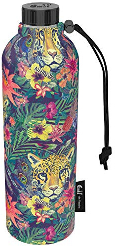 Emil Trinkflasche aus Glas für Mädchen & Jungen isolierte Glasflasche für Schule, Freizeit, Sport: Kinder & Eltern Leopard 0,75l (Weithals)