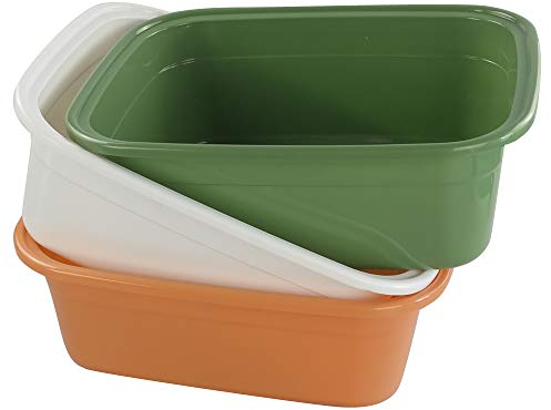 Cadine 3-Pack Plastic Washing Basin Bowl, Colorful Rectangular Cleaning Wash Bowl Basin