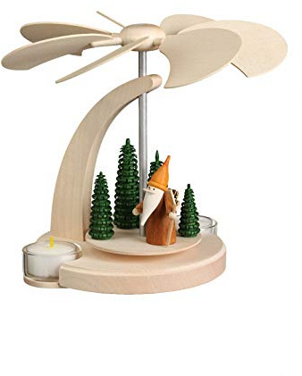 Julpyramid båge pyramid skogsmotiv, 1 våning, 18 cm hög, natur, original Erzgebirge av Seiffener Volkskunst