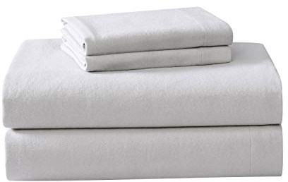 Laura Ashley - Juego de sábanas Queen, Ropa de Cama de Franela de algodón, Cepillado para Mayor suavidad y Comodidad (Gris Nube, Queen)
