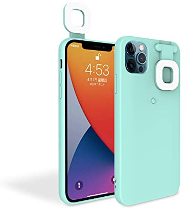 JOMAE-Shop Fill Light Phone Case,Fill Cell Phone Case Fill Light Selfie Beauty Ring Flash Mobile Phone Case Shell Perfect For Iphone 12 Pro,3 Color LED for YouTube | Short Videos Portrait(Green)