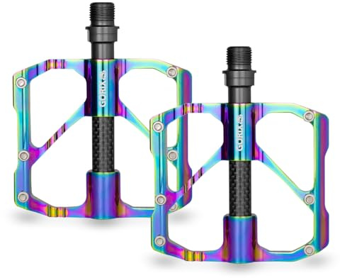 GORIX Bike Flat Pedals Oil Slick Wide CNC Leichtgewicht mit rutschfestem Pin Spike Road Mountain MTB Fahrrad (GX-FX61)