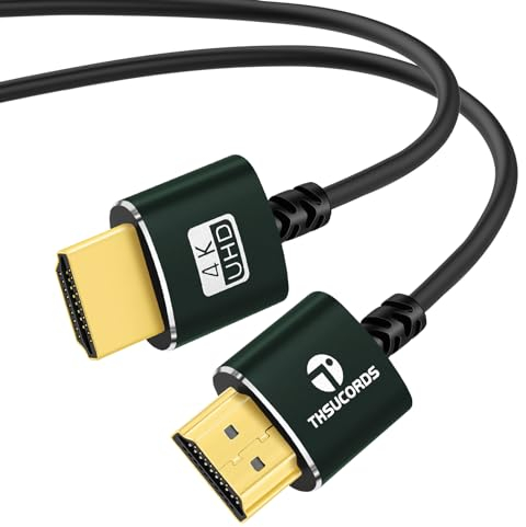 Thsucords Cavo HDMI Sottile 0,3M, Ultra Morbido HDMI a HDMI, Cavi HDMI Estremamente Flessibile Supporta ad alta velocità 4K@60Hz 18Gbps 2160p 1080p