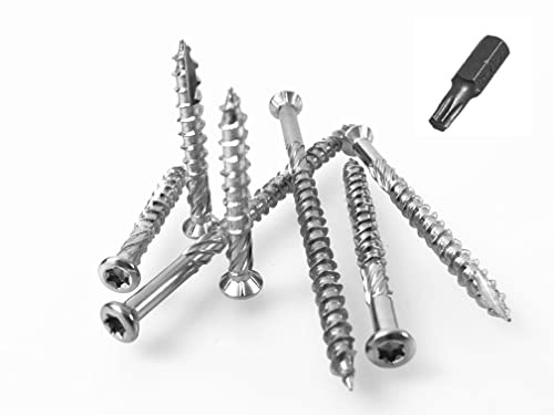 Terrassenschrauben/Terrassenbau/Holzschrauben Edelstahl C1 rostfrei mit CUT-Spitze TX Ø 4,0 (= TX 20) / Ø 5,0 (= TX 25) inkl. 1 Bit gratis // EHK-Verbindungstechnik