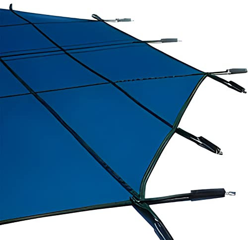 Bâche Piscine Couvre-Sol Élastique Rétractable pour Piscine Ronde De 2 3 4 5 6 7m, avec Accessoires Et Outil en Laiton, Maille Bleue, Couvertures De Dôme De Piscine d'hiver Solides, Filet De Sécurité