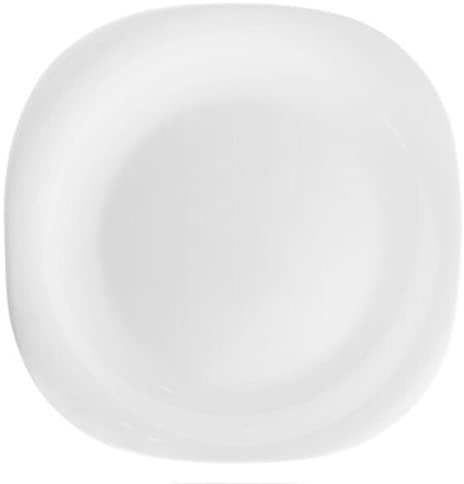 Acan Tradineur - Plato Llano Cuadrado de Vidrio Opal, Extra Resistente, vajilla de Cocina, Apto para lavavajillas y microondas (Blanco, 26 x 26 cm)