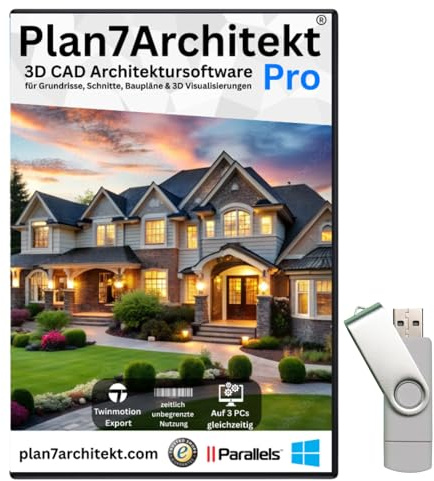 Plan7Architekt Pro 5 - Professionelle 3D CAD Architektur & Hausplaner Software, Grundriss Programm, Raumplaner, Wohnungsplaner