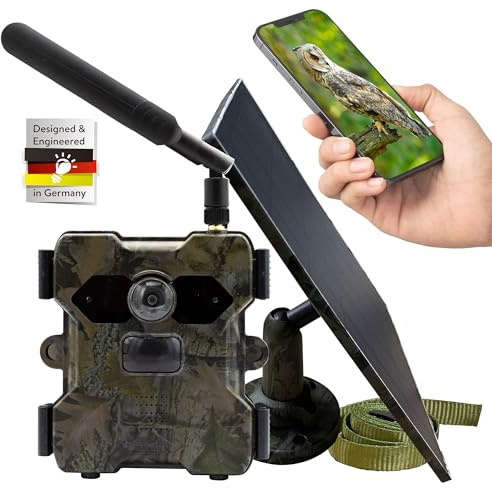 Technaxx 4G caméra de Chasse Nocturne TX-189 + Panneau Solaire 5W - 4MP FullHD, Détection de Mouvement PIR jusqu'à 12m, 18000 mAh, Vision Nocturne, Connexion Réseau Mobile 4G, Angle de Vue 100°