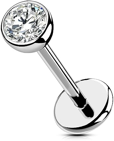 OUFER Body Piercing Titanium Lippenpiercings Push in Labret Piercing 5/6/8/10/12mm Lip Stud 20G Helix Piercings Lip Labret Stud Tragus Threadless Helix Earrings Stud Bar Jewellery