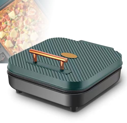 FURLOU Crêpière électrique, poêle à crêpes électrique à Chauffage Double Face Suspendue, multifonctionnelle Domestique, poêle à crêpes Pliante, pour Tout Petit-déjeuner, déjeuner, collations Green