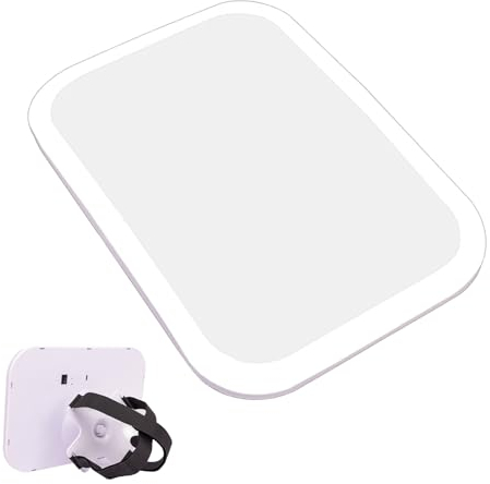 Veeteah Espejo de coche infantil con luz, espejo interior para coche, espejo interior de coche, luz nocturna LED ancha, transparente, irrompible, espejo retrovisor ajustable para el asiento trasero de