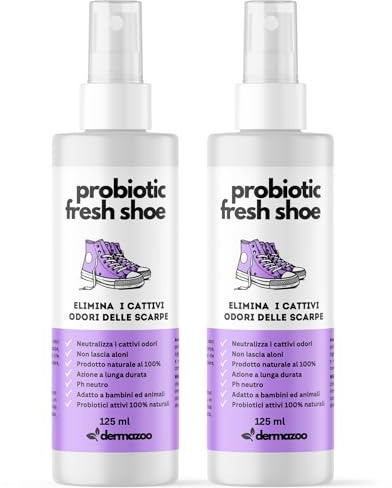 Dermazoo Probiotic Fresh Shoe Deodorant 120 ml med avancerad formel luktreducerande – 100 % naturlig för att neutralisera dålig lukt och lämnar inga ränder (2 stycken)