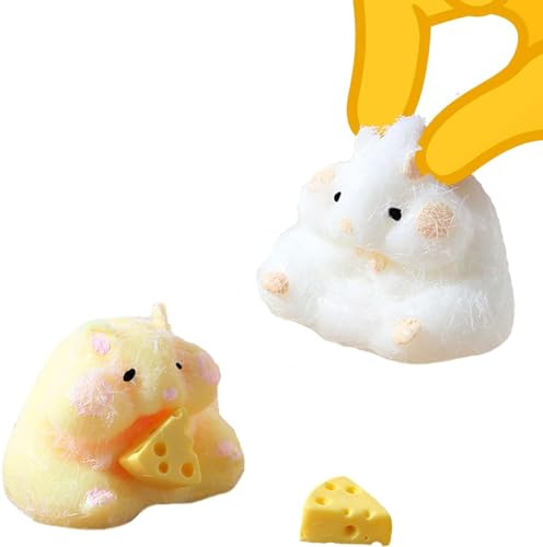 Mochi Squishy Spielzeug Set, Squeeze Toy 2 Stück Mini Fidget Toys Squishies Kawaii Tier Anti Stress Spielzeug Kinder, Mäuse Stressabbau Spielzeug für Kinder Erwachsene Mitgebsel Kindergeburtstag