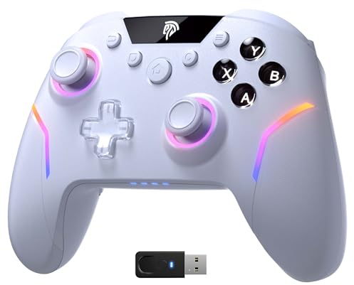 EasySMX X20 Wireless Gaming Controller with RGB Backlit, 2-Stage Hall Effect Stick, 1000Hz Polling Rate, 6-Axis Gyro on Multi-Platform, Mech Buttons- Compatible with PC/Switch/Steam/Android