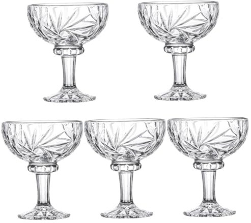 Amosfun 5St Eisbecher Puddingbecher Dessertschale Dessertgläser Cocktailschale auf Fuß Eisgerichte pudding schalen glasschüssel Dessertbecher aus Glas kreative Desserttasse Transparent