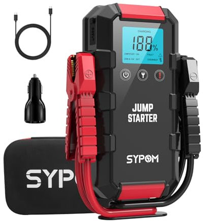 SYPOM Jump Starter Power Pack, 6000A Car Battery Booster Jump Starter (Up to All Gas and 12.0L Diesel), 12V Jump Pack with LED Flashlight