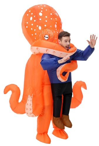 Poptrend Inflatable Octopus Costume for Adult, Inflatable Blow up Costumes Octopus Halloween Costumes Men Women Funny Fancy Dress Party Costumes