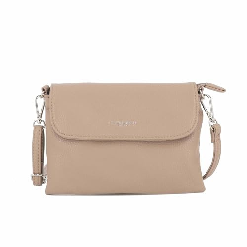 flora & co - Petit Sac Bandoulière Femme PU Cuir Souple - Sacoche A Rabat Style Messenger Porté Epaule - Pochette Besace A Lanière Léger Mariage Fête - Chic Mignonne - Beige Taupe
