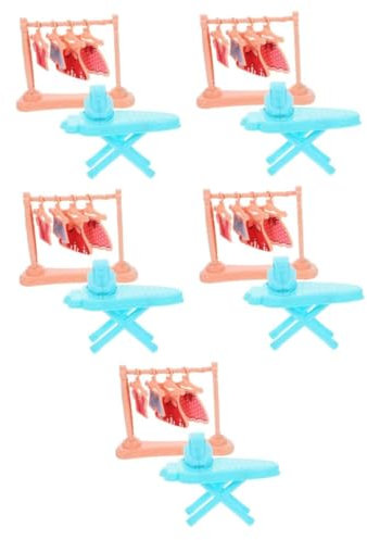 Homoyoyo 5ensembles Mini Set De Repassage pour Poupées Table à Repasser Et à Repasser Miniatures pour Décoration De Maison De Poupée Jouet Éducatif