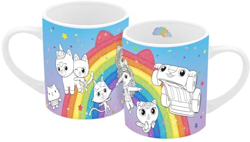 Ausmaltasse Gabby's Dollhouse 250ml | Kindertasse | Zaubertasse | DIY Tasse | Tasse | Keramik | Anmalbar | Ausmalen | anmalen | Do it yourself | Gabby | Katzen | Kätzchen | Kindergarten