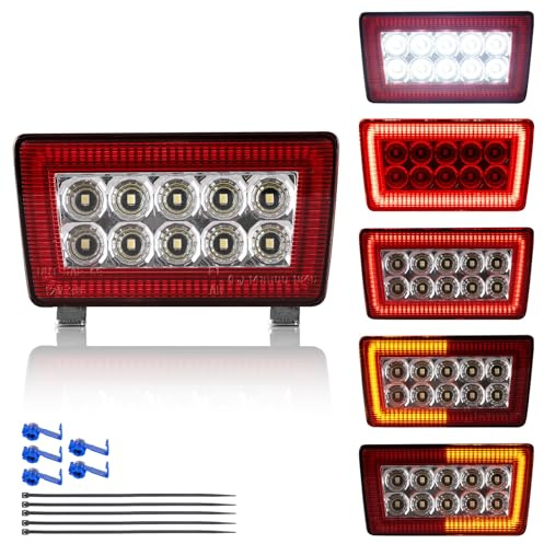 Centika 5-In-1 LED Rear Fog Light Daytime Automotive Tail Lamp Assembly Compatible with 2011-2021 Subaru WRX STi Impreza XV Crosstrek Brake/Reverse/Sequential Turn Signal Lights (Red Lens)