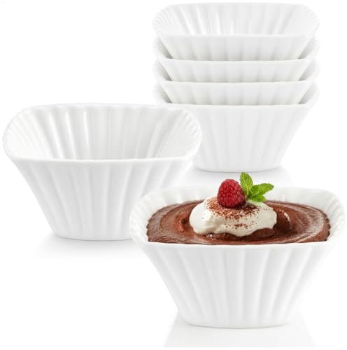 com-four® 6x Servierschälchen aus Keramik, kleine Amuse Gueule Schalen | Desserts - Vorspeisen und Snacks - weiße Dessertschalen