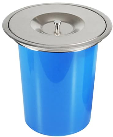 Pattumiera da Incasso da banco con Coperchio, Piccolo Scivolo per rifiuti Rotondo, Coperchio in Acciaio Inox da Incasso, pattumiera per Cucina, Ufficio, Hotel, 8 l