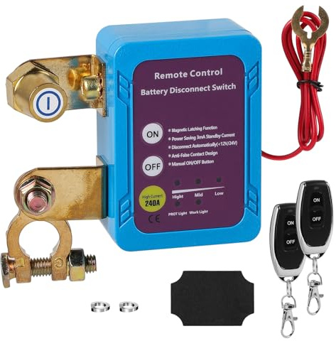 CPROSP Coupe Circuit Batterie Voiture 12v, avec 2 Télécommandes 240 A, Coupe-batterie Antivol, pour Voiture Bateau RV ATV Camion Alarme Voiture